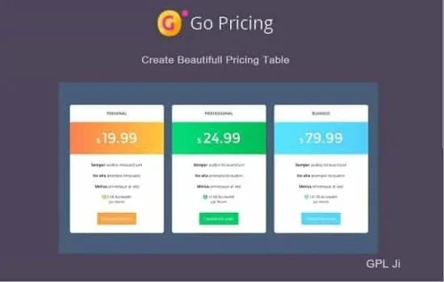 Go Pricing GPL – WordPress Responsive Pricing Tables