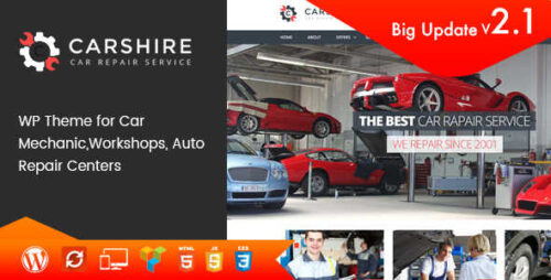 Car Shire Theme GPL – Auto Mechanic and Repair WP website