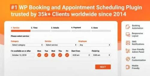 Bookly PRO GPL v8.1 – Appointment Booking & Scheduling Software System