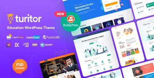 Turitor Theme GPL v1.4.9 – Create LMS & Education WordPress Websites