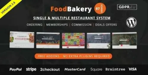 Download FoodBakery Theme GPL v4.6 – Food Delivery Restaurant Directory WordPress Theme