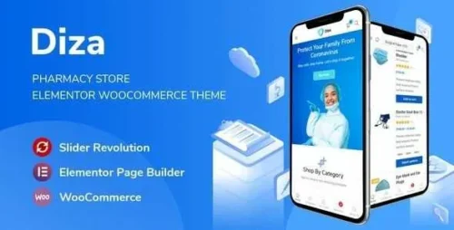 Diza Theme GPL v1.3 – Pharmacy Store Elementor WooCommerce Websites